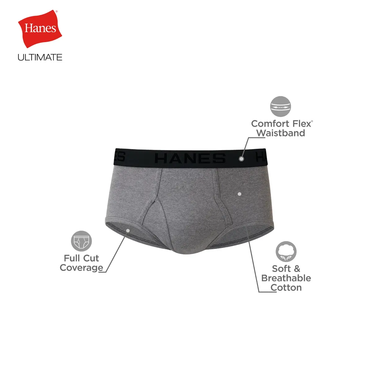 Hanes Mens Tagless Briefs 7-pack | Moisture Wicking, Soft Cotton Blend, Large US - view 5