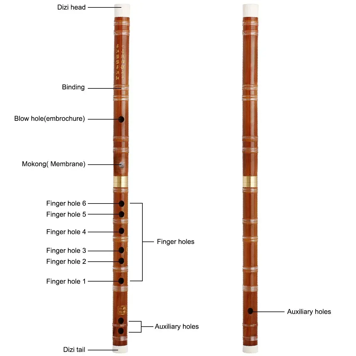 Kmise D Key Bamboo Flute Dizi Traditional Handmade Chinese Musical Instrument | 37.6 cm (14.8 in) - view 7