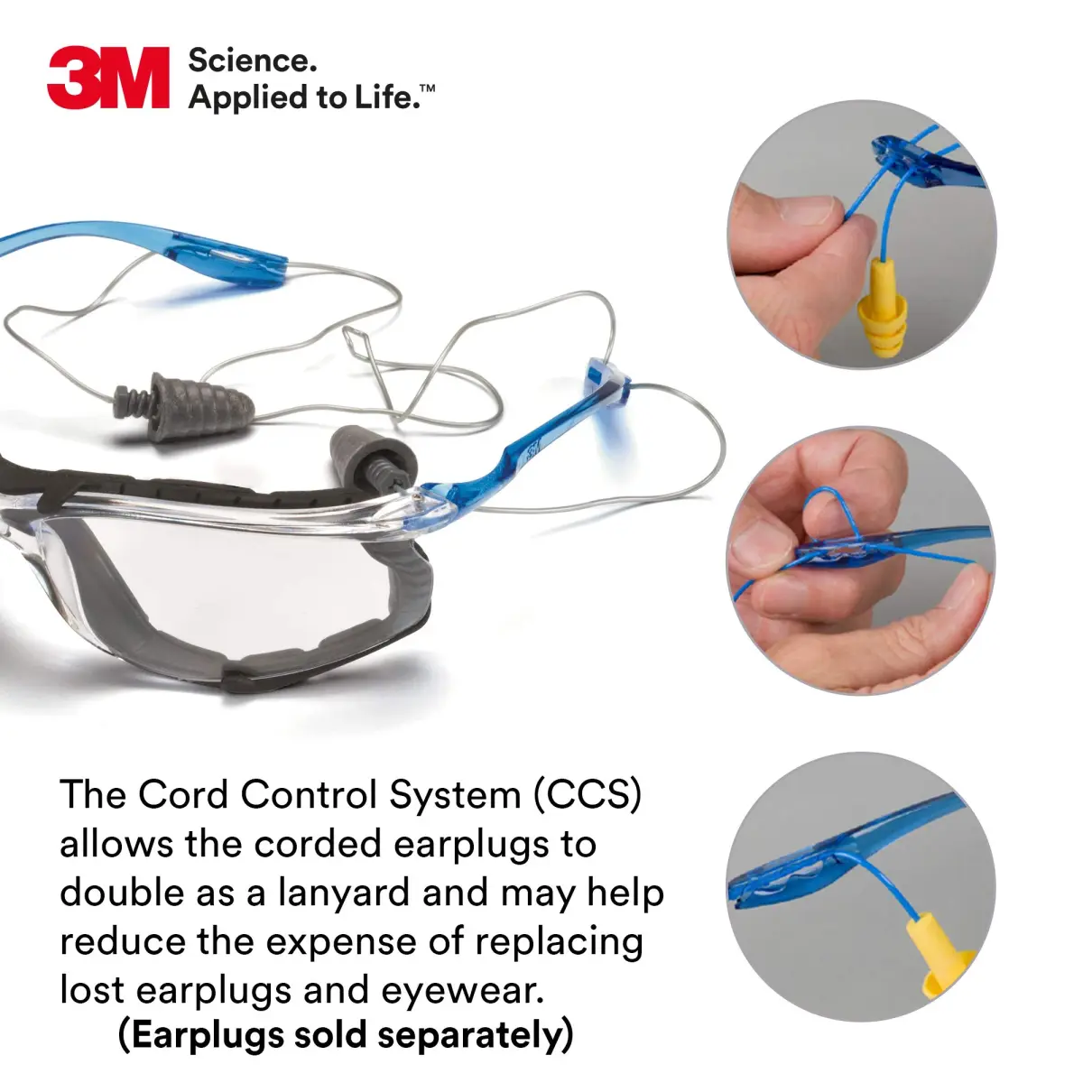 3M Virtua CCS Safety Glasses with Anti-Fog Clear Lens & Foam Gasket | ANSI Z87.1 Certified - view 5