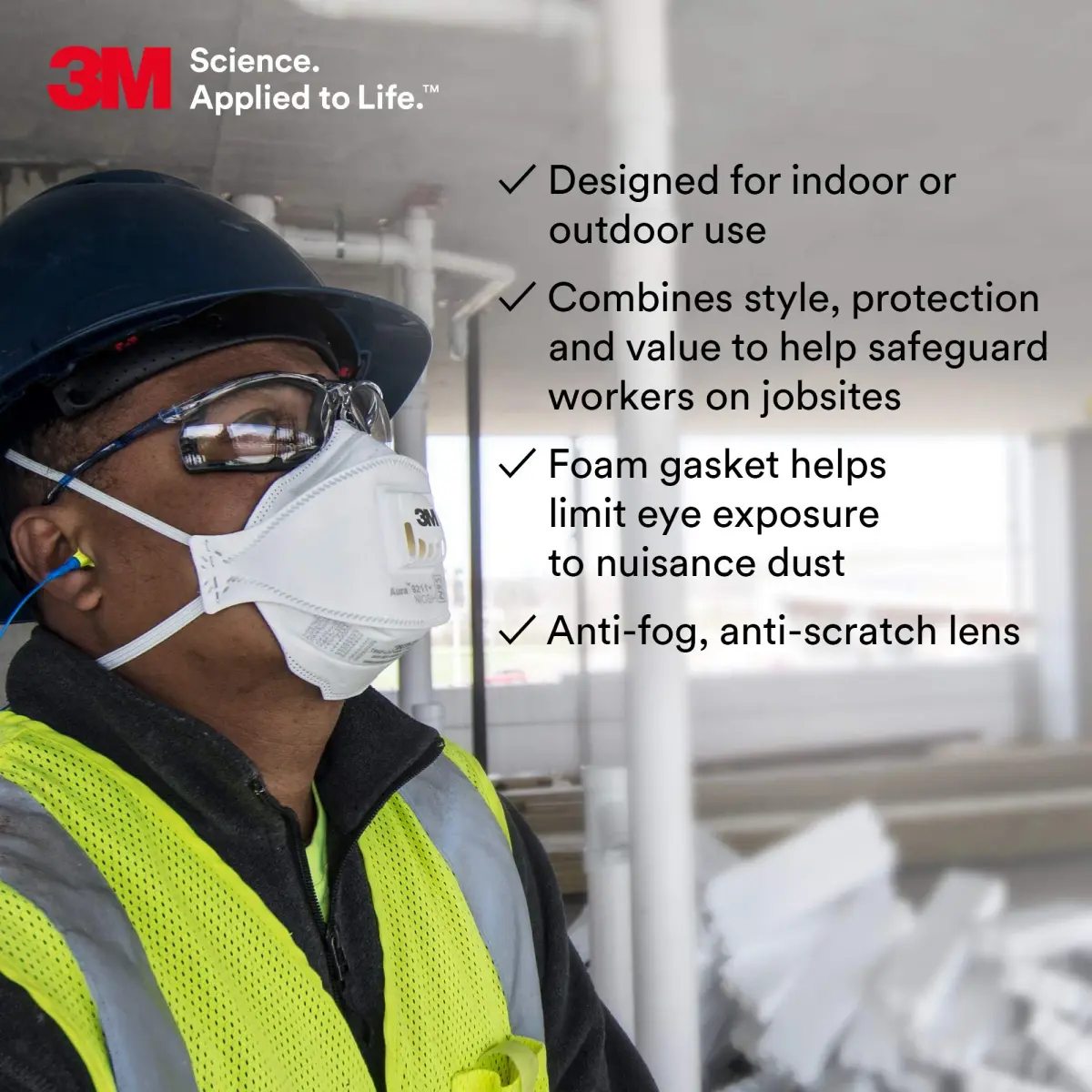 3M Virtua CCS Safety Glasses with Anti-Fog Clear Lens & Foam Gasket | ANSI Z87.1 Certified - view 4