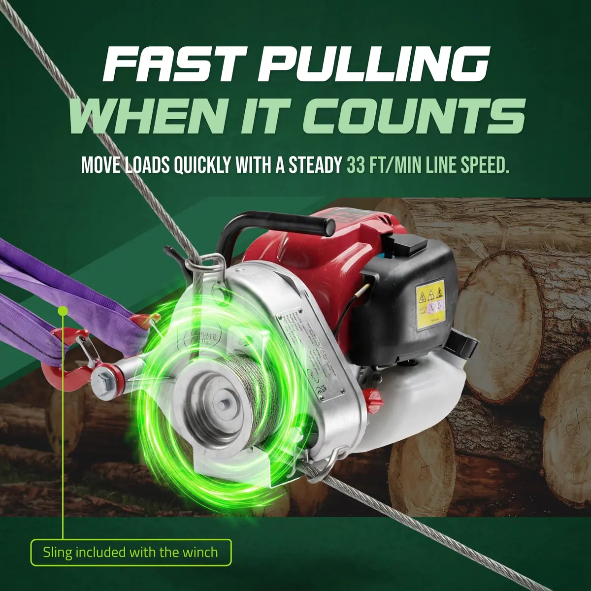 Portable Winch Gas/Battery Capstan Power Rigging Tool for Heavy Pulling | 1600 lb Force, Compact & Rugged - view 7