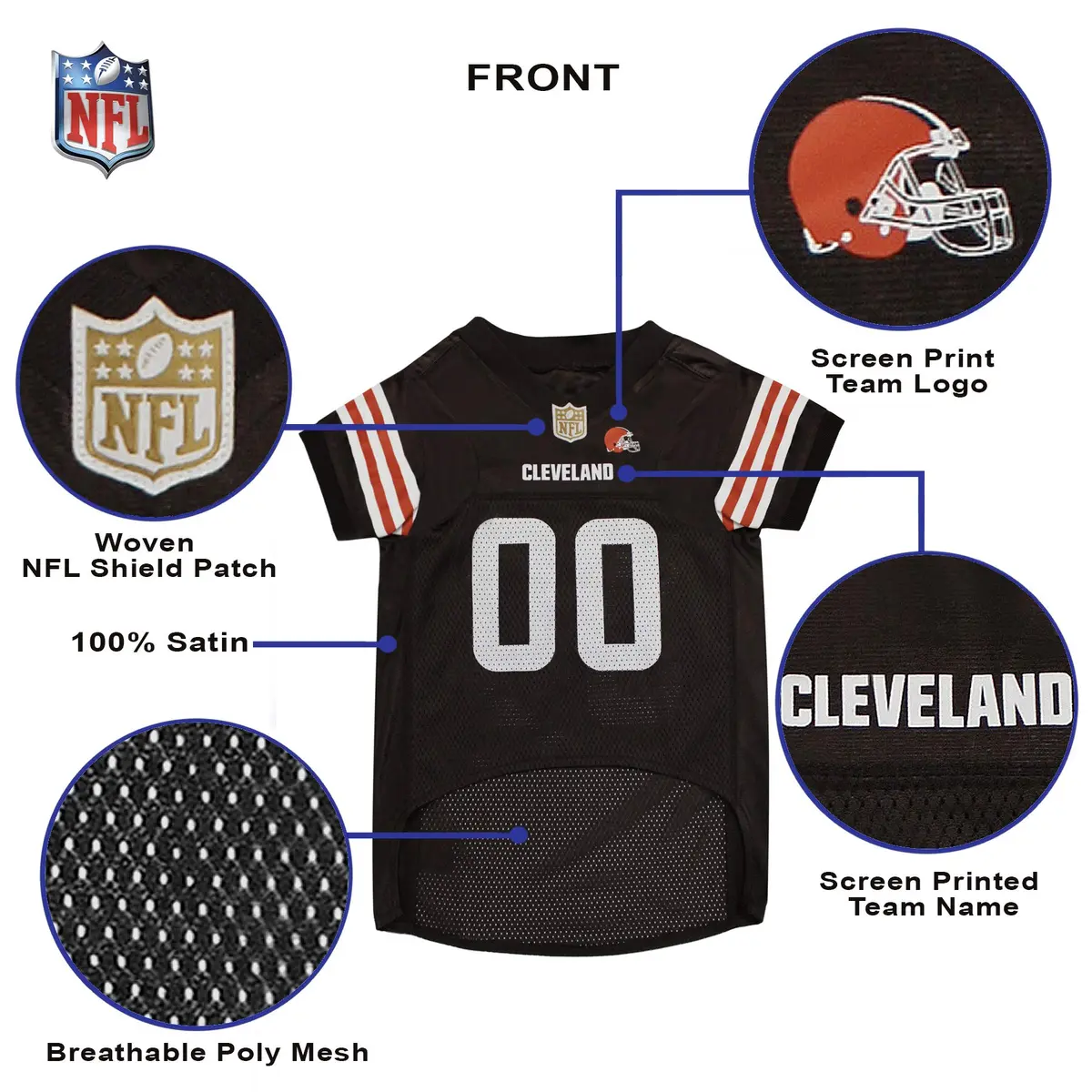 Pets First Cleveland Browns NFL Dog Jersey Extra Large | Official NFL Licensed Pet Jersey for Dogs - view 6