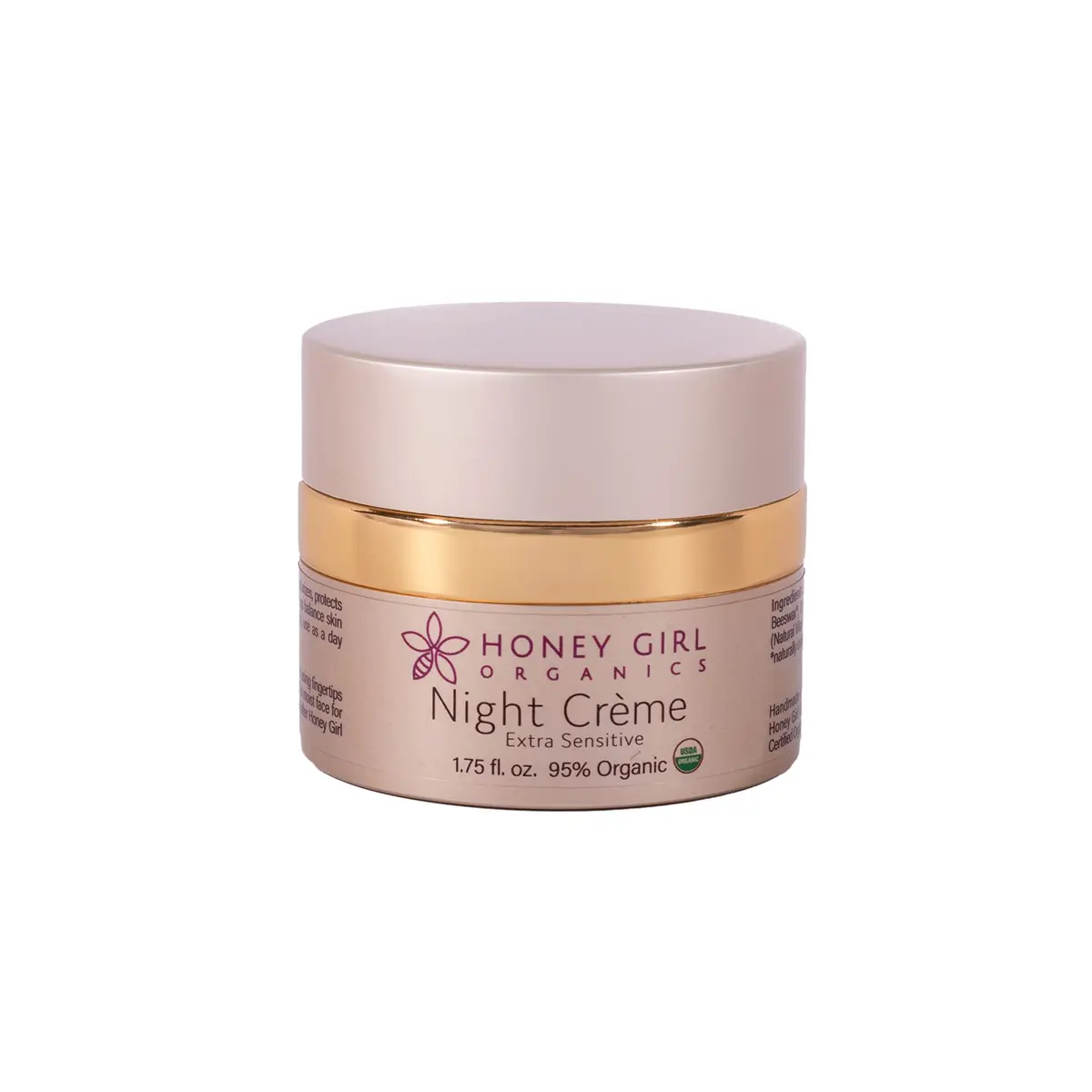 Honey Girl Organics Night Creme Extra Sensitive 1.75oz | Organic Honey Face Moisturizer for Sensitive Skin - main product image