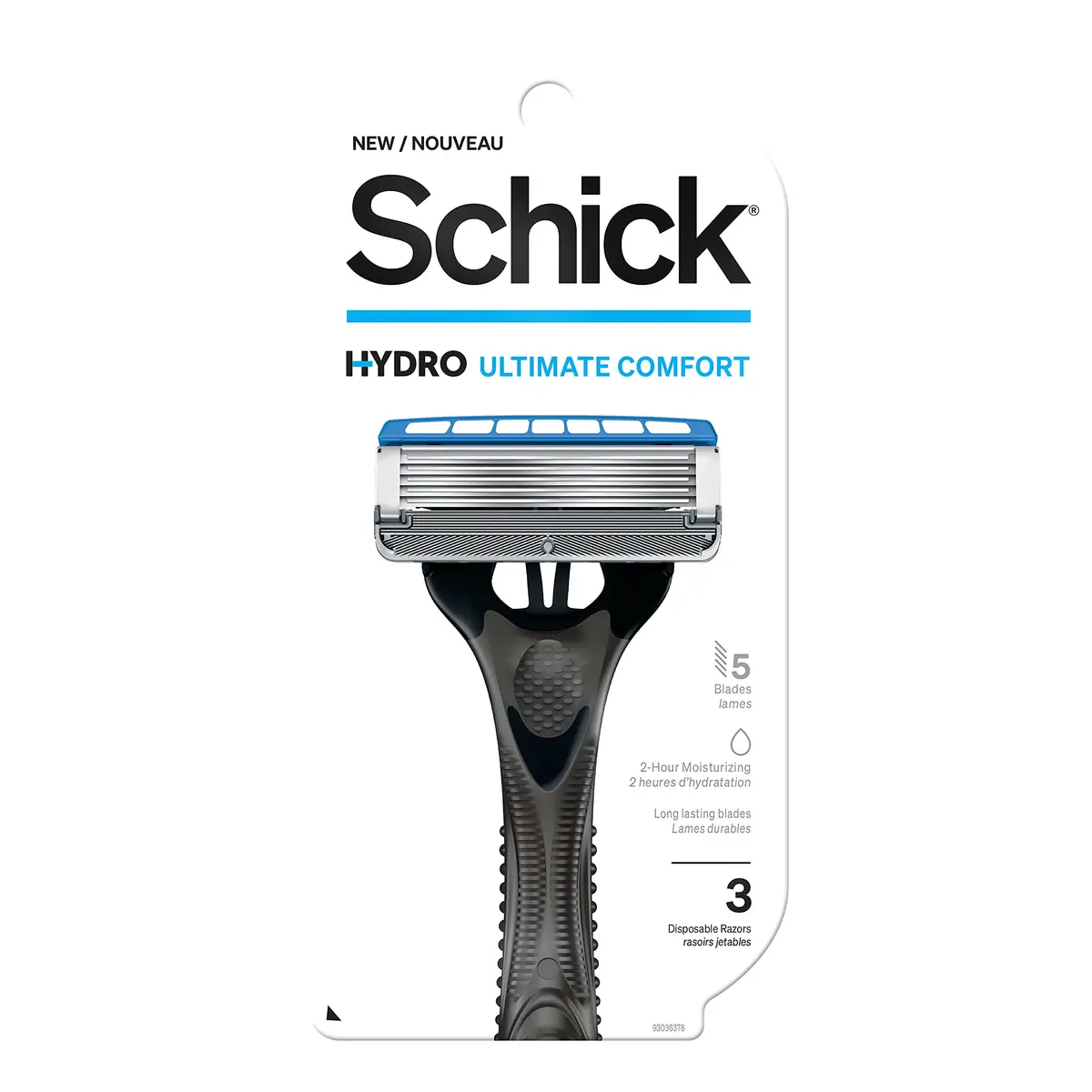 Schick Hydro Sensitive 5-Blade Disposable Razors for Men, 3ct | Hydrating, Less Irritation, Flip Trimmer - main product image