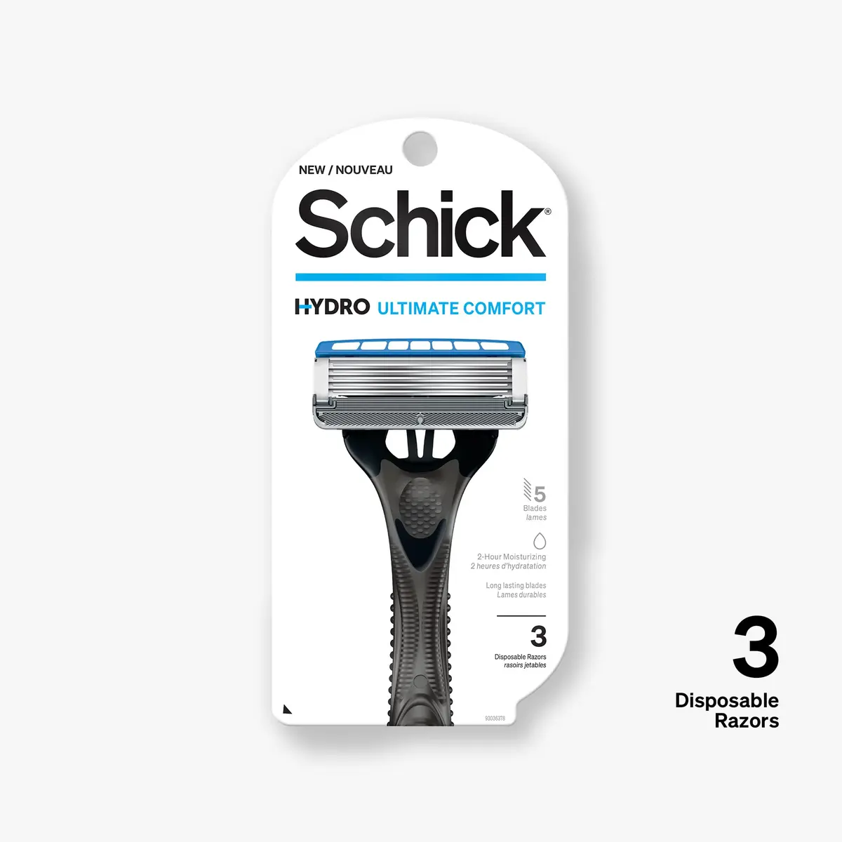 Schick Hydro Sensitive 5-Blade Disposable Razors for Men, 3ct | Hydrating, Less Irritation, Flip Trimmer - view 2