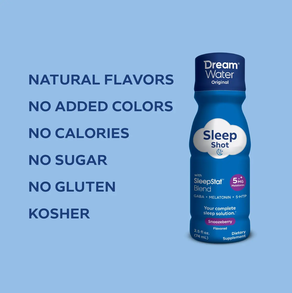 Dream Water Sleep Aid Supplement Drink; Melatonin 5mg, GABA, 5-HTP; Zero Sugar, Natural Flavors, No Added Colors, 2.5 oz Liquid Sleep Shots, Snoozeberry, 4-Count | Supports restful sleep - view 6
