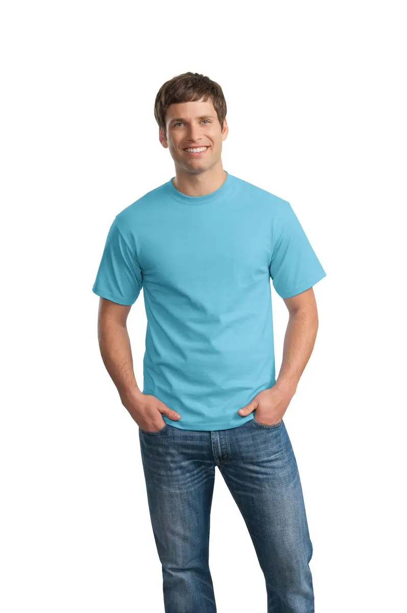 Hanes TAGLESS® T-Shirt | Crew Neck, Short Sleeve, Cotton, Regular Fit (6.1 oz, Aquatic Blue) - main product image