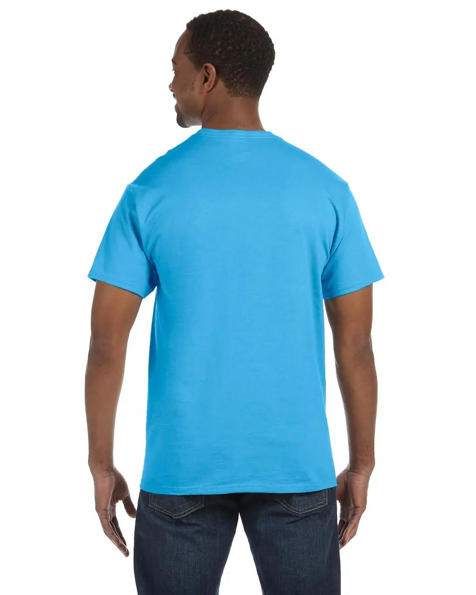Hanes TAGLESS® T-Shirt | Crew Neck, Short Sleeve, Cotton, Regular Fit (6.1 oz, Aquatic Blue) - view 5