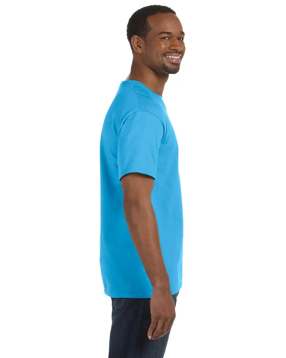Hanes TAGLESS® T-Shirt | Crew Neck, Short Sleeve, Cotton, Regular Fit (6.1 oz, Aquatic Blue) - view 3