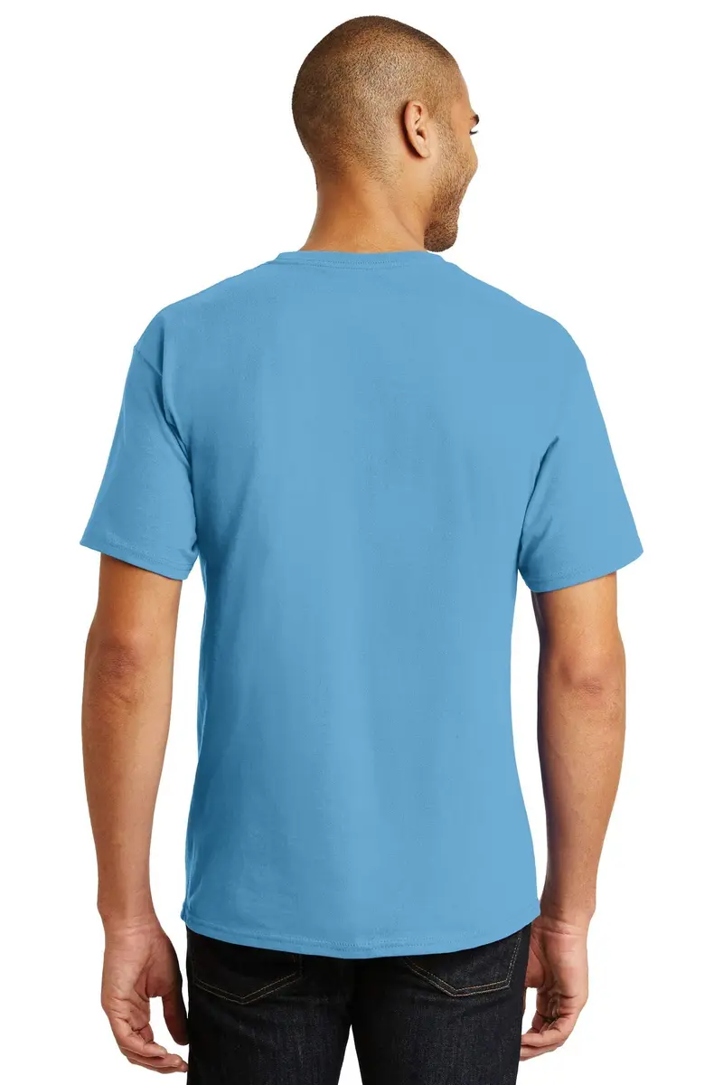 Hanes TAGLESS® T-Shirt | Crew Neck, Short Sleeve, Cotton, Regular Fit (6.1 oz, Aquatic Blue) - view 4