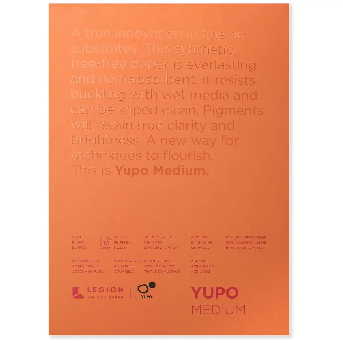 Legion Yupo Synthetic Paper Pad 5" x 7" (12.7 x 17.8 cm) | 10 Sheets Bright White - main product image