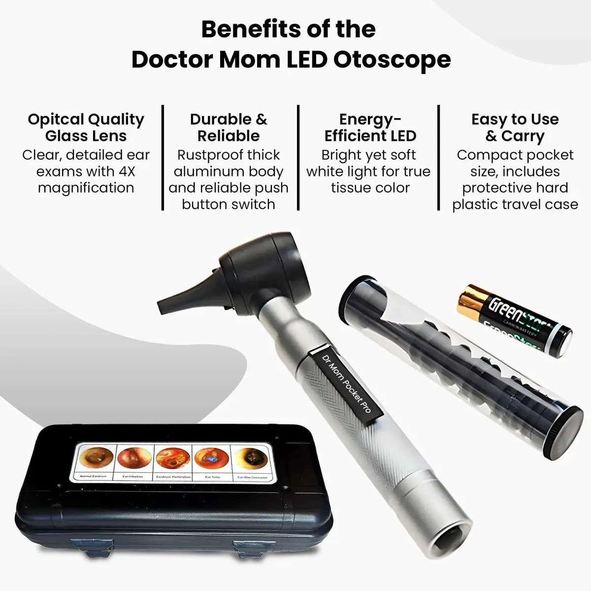 Doctor Mom LED Pocket Pro Otoscope 4th Gen with Adult & Pediatric Specula | 4x Magnification Optical Lens - view 5