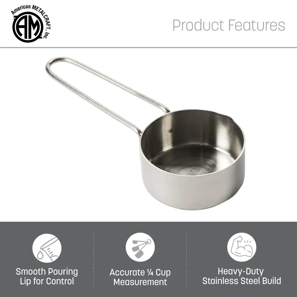 American Metalcraft 1/4 Stainless Steel Measuring Cup (7.4ml / 0.25 Fl Oz) | Precise Baking & Cooking - view 3