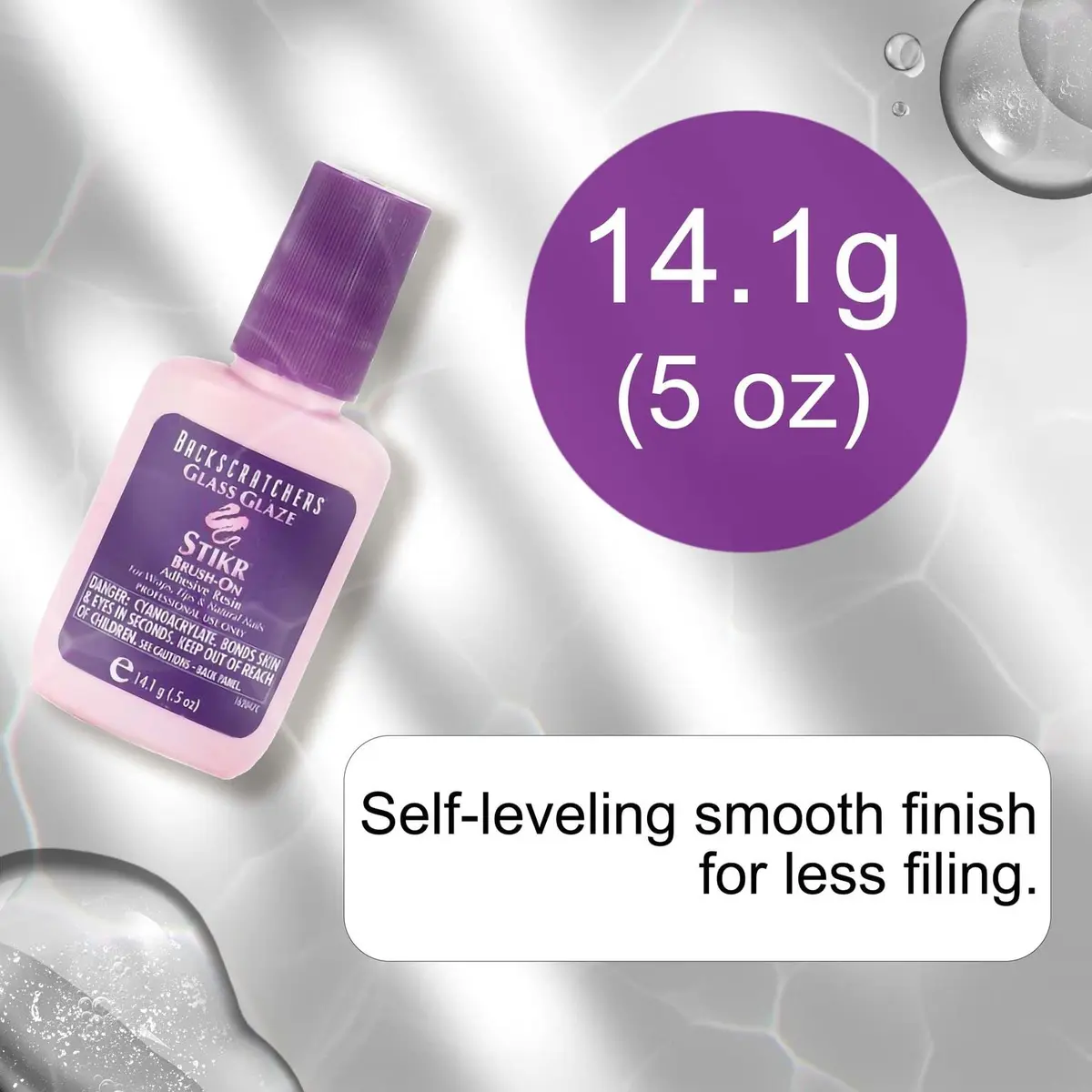 BACKSCRATCHERS Backscratchers Extreme Glass Glaze Stikr Brush-On 0.5 Fl Oz | Fast Dry Nail Adhesive with UV Protection - view 6