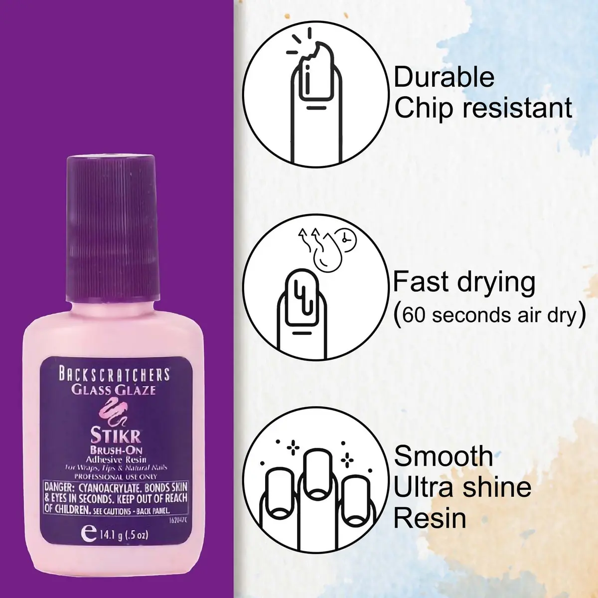 BACKSCRATCHERS Backscratchers Extreme Glass Glaze Stikr Brush-On 0.5 Fl Oz | Fast Dry Nail Adhesive with UV Protection - view 4