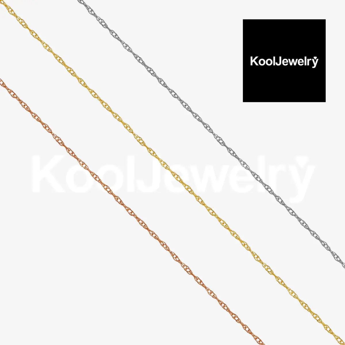 Kooljewelry 10k White Gold Rope Chain Necklace 45cm (18 Inches) | Elegant Dainty Everyday Style - view 4