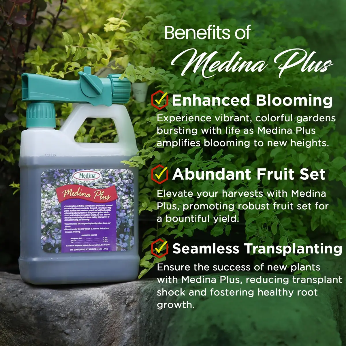 Medina Soil Activator - Liquid Soil Loosener for Lawns & Gardens | Micronutrient-Rich Soil Conditioner & Softener for Plants - view 2