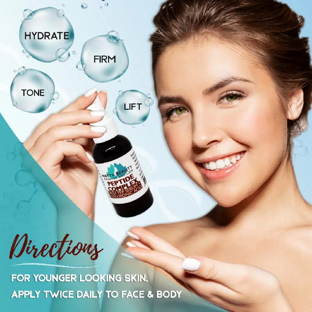 Watts Beauty Multi-Peptide Face Serum 4 oz | Soft Lines & Skin Bounce, All Skin Types - view 2