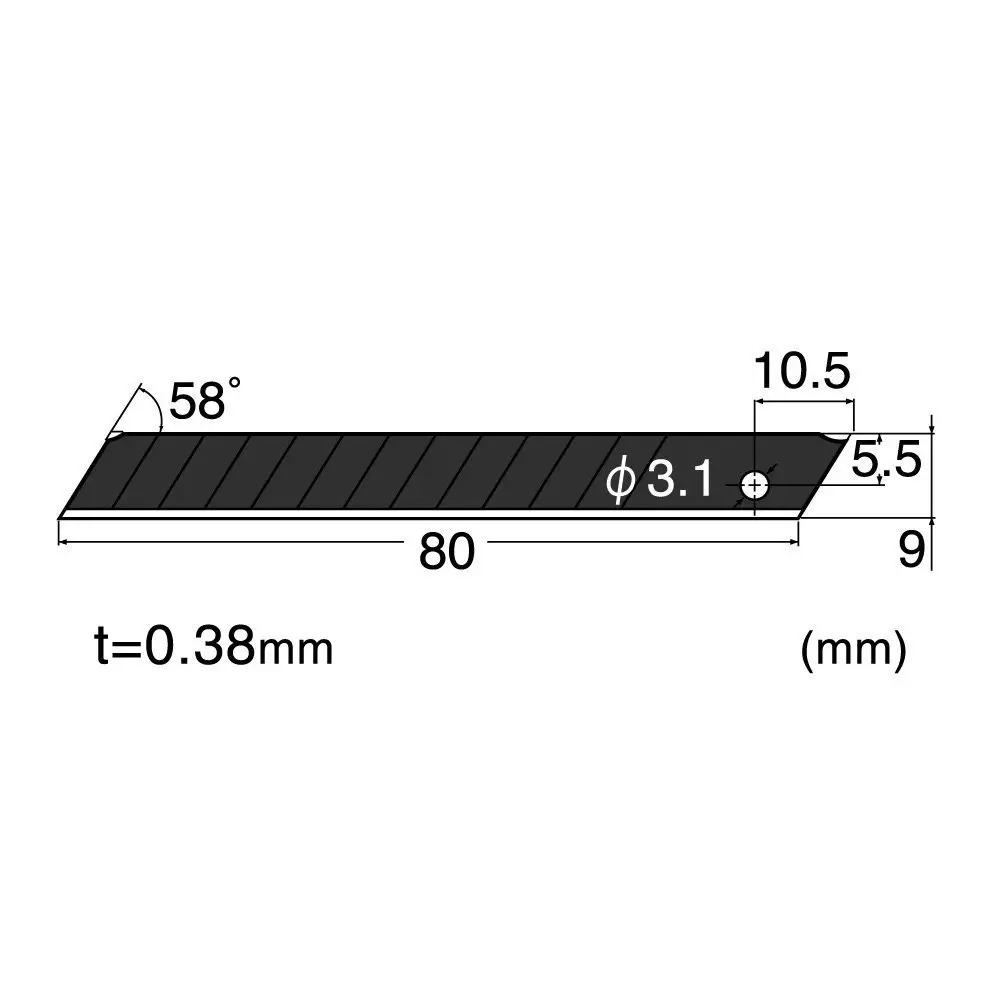 NT Cutter Ultra Sharp Black Snap-Off Utility Knife Blades BA-53P, 9mm x 80mm (50-Pack) - view 3
