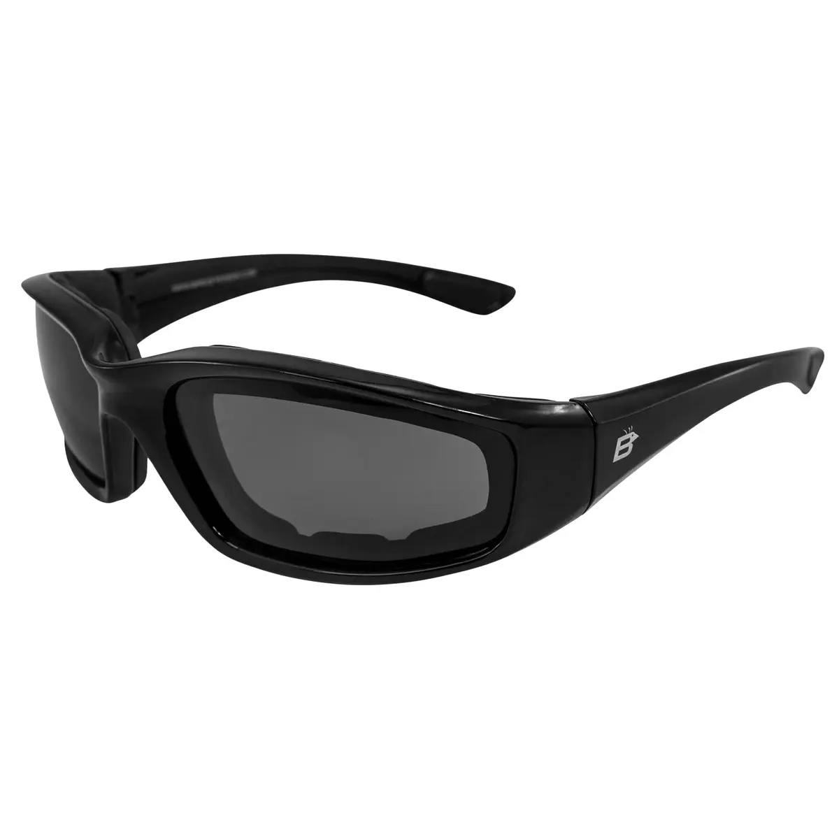 Birdz Eyewear Oriole Padded Motorcycle Goggles (Black Frame/Polarized Smoke Lens) | Shatterproof Polycarbonate - main product image