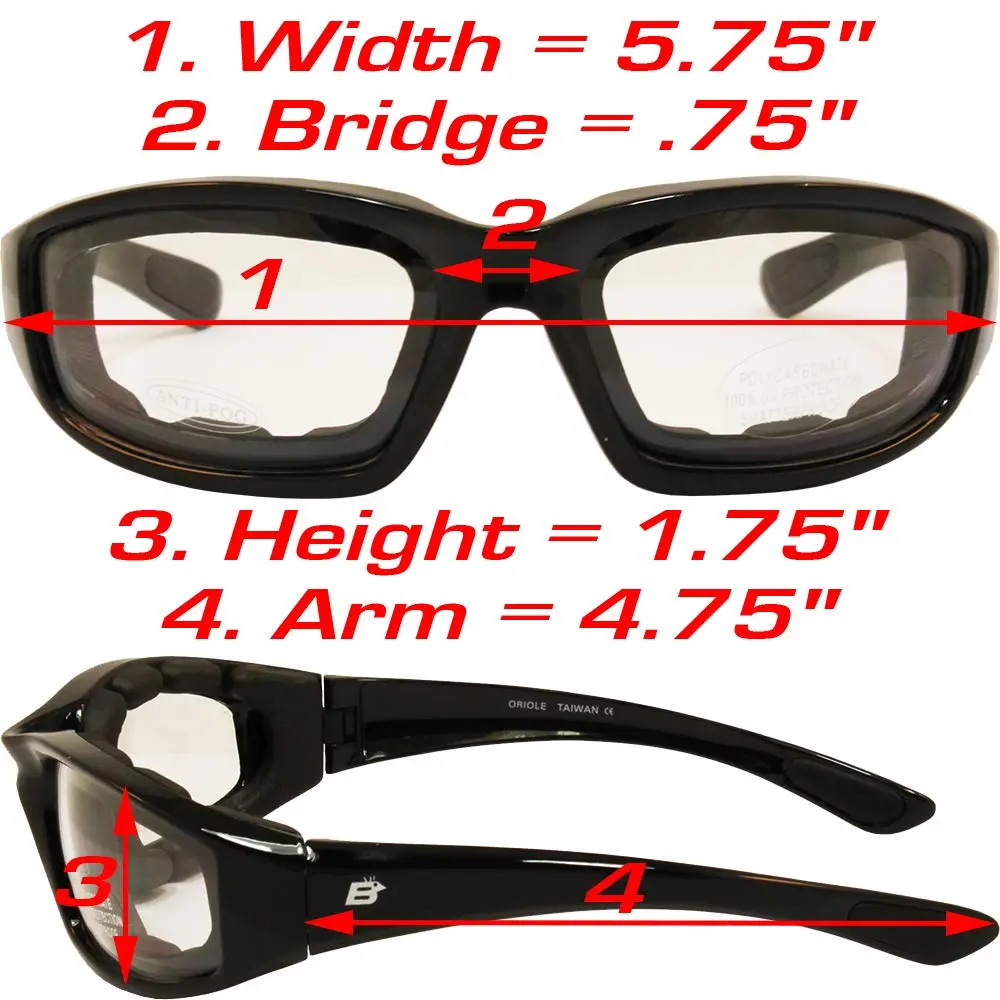Birdz Eyewear Oriole Padded Motorcycle Goggles (Black Frame/Polarized Smoke Lens) | Shatterproof Polycarbonate - view 8