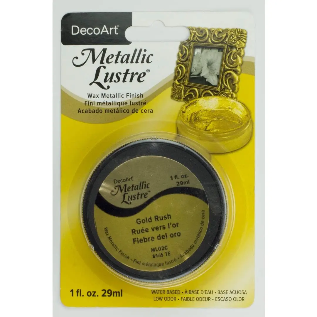 DecoArt Metallic Lustre Wax 1oz Gold Rush | Opaque, Bright Shine, USA Import - main product image