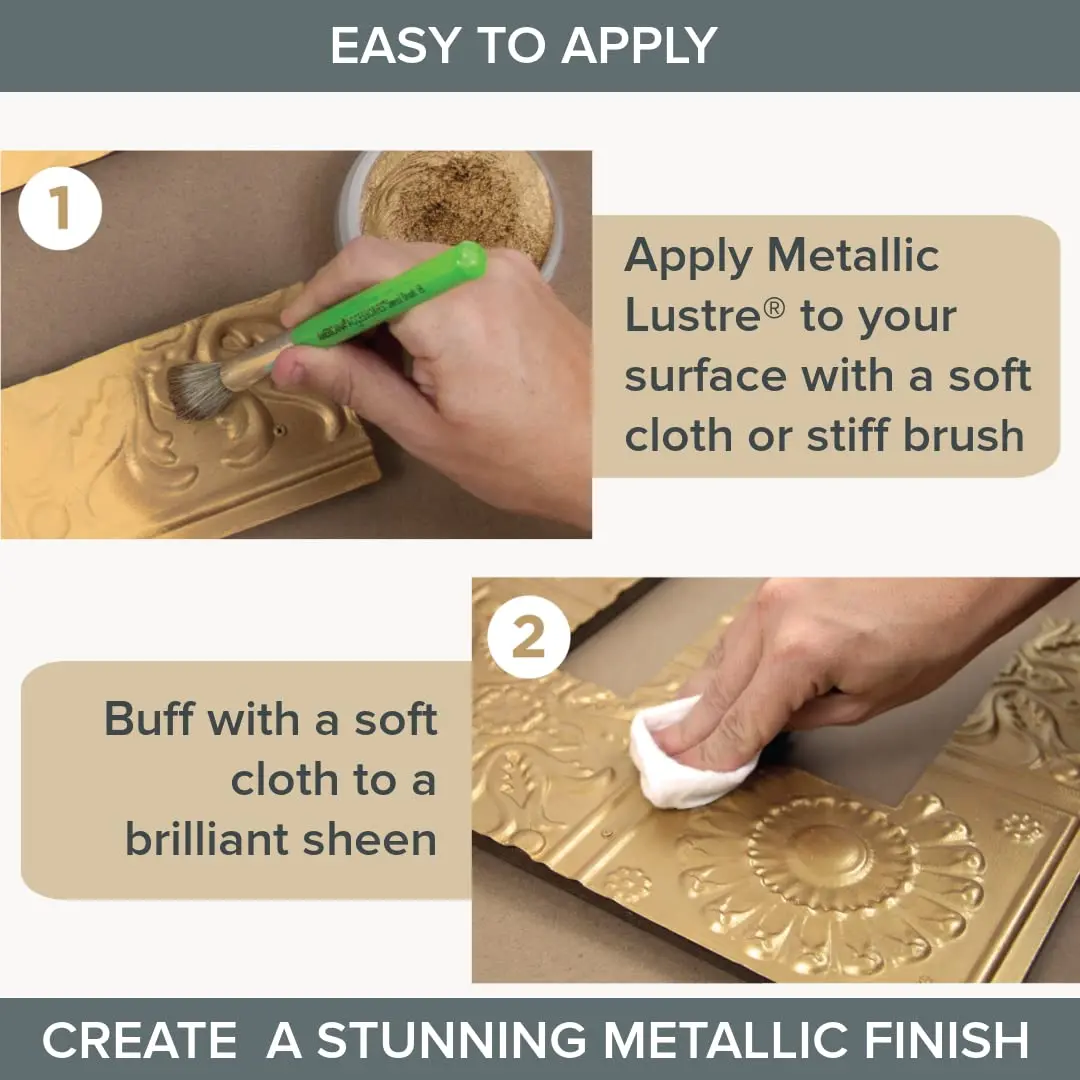 DecoArt Metallic Lustre Wax 1oz Gold Rush | Opaque, Bright Shine, USA Import - view 5