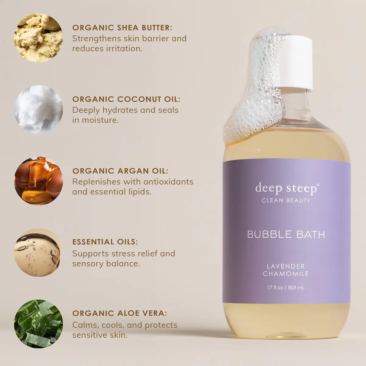 Deep Steep Bubble Bath, Passionfruit Guava, 17oz | Hypoallergenic, Moisturizing & Aromatherapy - view 7