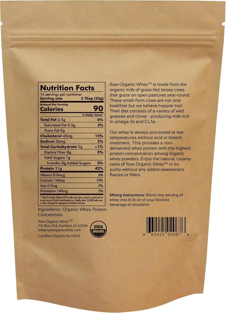 Raw Organic Whey Protein Powder, Grass Fed, Unflavored | 12 oz | 100% USDA Organic, No Fillers, Made in USA - view 8