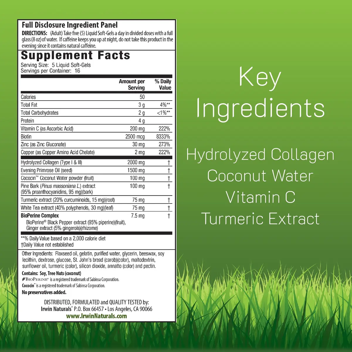 Irwin Naturals Deep Tissue Collagen-Pure Connective Tissue Support | 80 Softgels for Joints & Skin - view 2
