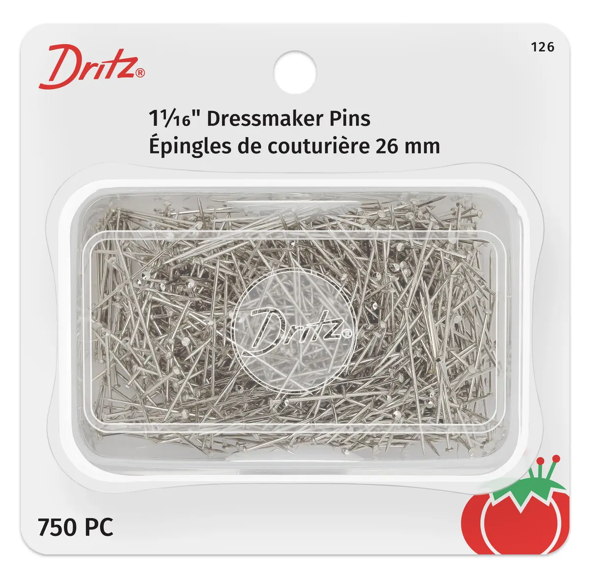 Dritz Dressmaker Pins 1-1/16-Inch | 750-Count Nickel-Plated Steel for Medium Fabrics - main product image