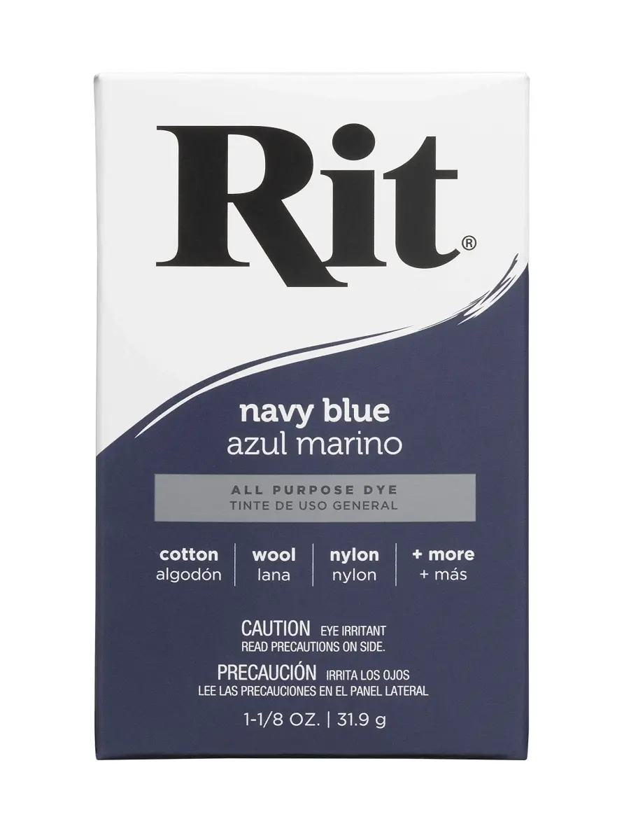 Rit All-Purpose Powder Dye Navy Blue 35g (1.2 oz) | Non-Toxic Fabric Dye for Cotton, Linen, Silk, Wool - main product image