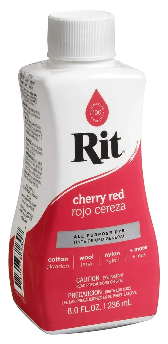 Rit Liquid Fabric Dye, Cherry Red 237ml (8 Fl Oz) - Vibrant Concentrated Color for Cotton, Linen, Silk, Wool, Rayon, Nylon - main product image