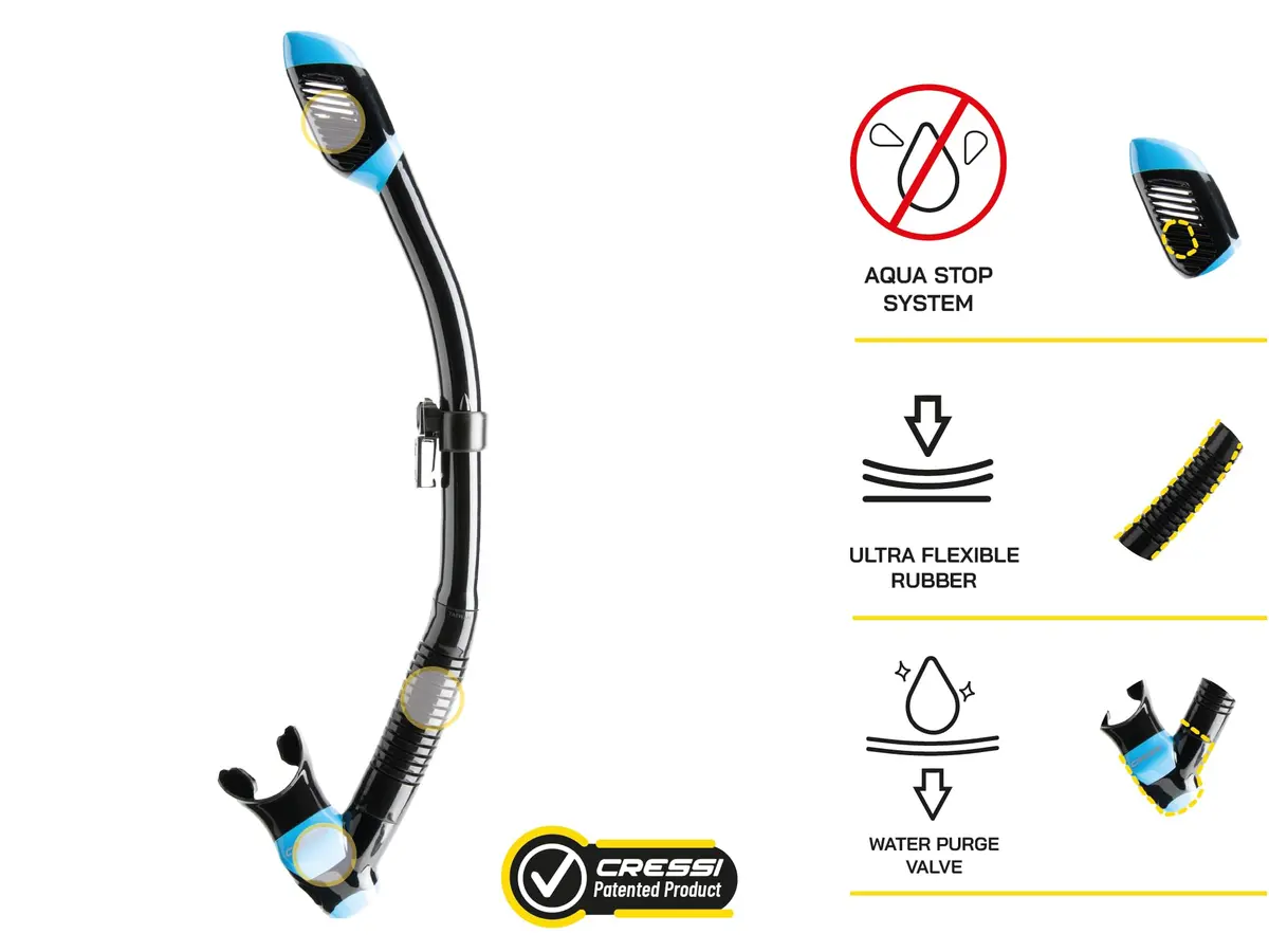 Cressi Supernova Dry Snorkel | Dry Top, Hypoallergenic Silicone, Adult Unisex - view 3