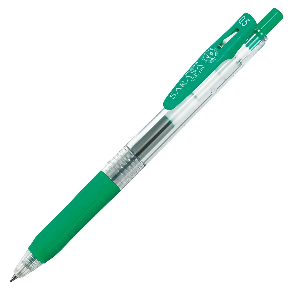 ゼブラ(ZEBRA) Sarasa Clip B-JJ15-G Gel Ballpoint Pen 0.5mm | Green Ink, 10 Pieces, Water-Resistant - main product image