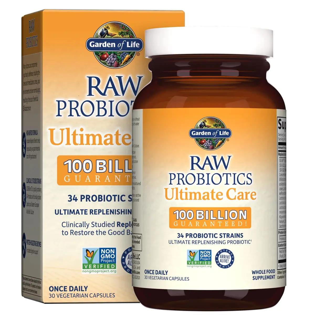 Garden of Life Raw Probiotics Ultimate Care 30 Vegetarian Capsules | 100 Billion CFU Probiotic for Gut Health - main product image