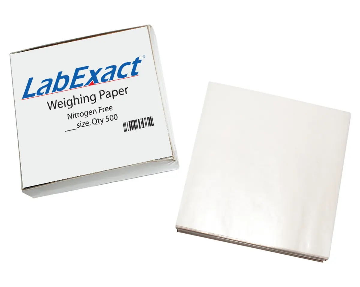 LabExact W44 Cellulose Weighing Paper Sheets 10.16 cm x 10.16 cm (4 x 4 Inches) | Nitrogen-Free, Non-Absorbing, High-Gloss, Pack of 500 - main product image