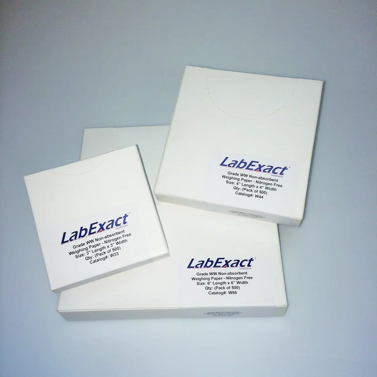 LabExact W44 Cellulose Weighing Paper Sheets 10.16 cm x 10.16 cm (4 x 4 Inches) | Nitrogen-Free, Non-Absorbing, High-Gloss, Pack of 500 - view 3