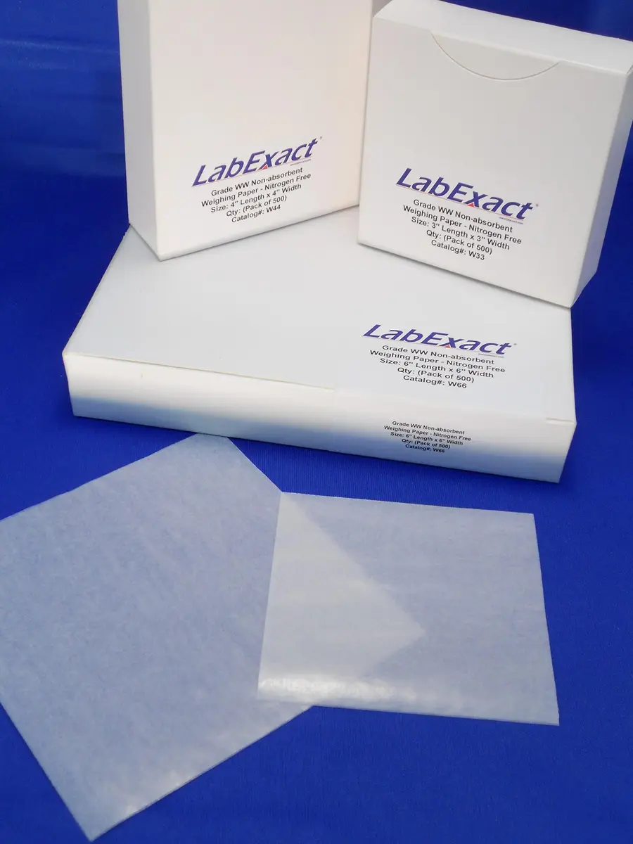LabExact W44 Cellulose Weighing Paper Sheets 10.16 cm x 10.16 cm (4 x 4 Inches) | Nitrogen-Free, Non-Absorbing, High-Gloss, Pack of 500 - view 4
