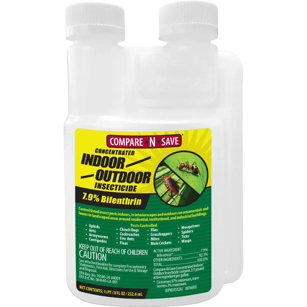 Compare-N-Save 7.9% Bifenthrin Concentrate Insect Control 236ml (8 Fl Oz) | EPA Registered Insecticide for Indoor & Outdoor Use - main product image