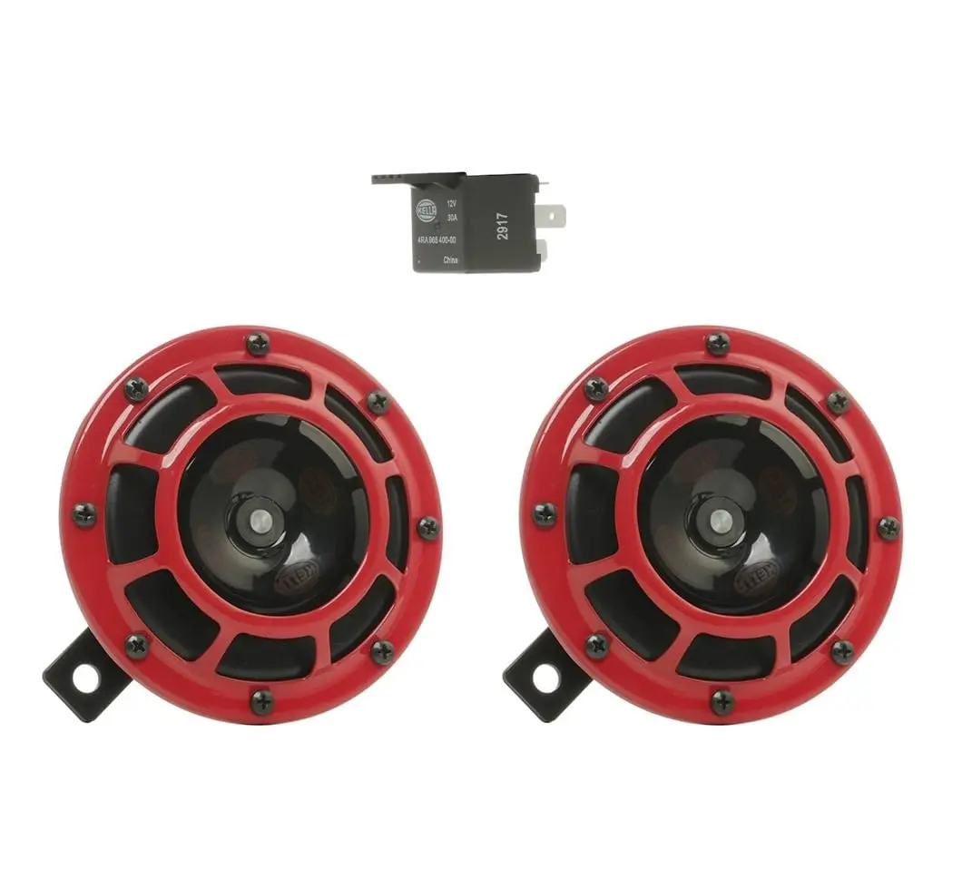 Hella Red Super Tone Horn Set 12V (2-Pack, 125mm Width) | High/Low Frequency Sound - main product image