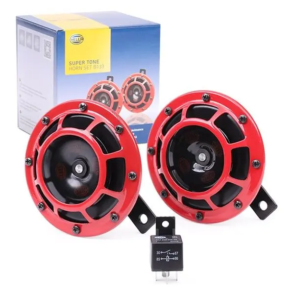 Hella Red Super Tone Horn Set 12V (2-Pack, 125mm Width) | High/Low Frequency Sound - view 2