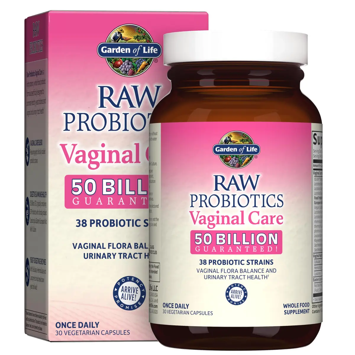 Garden of Life Raw Probiotics Vaginal Care, 50 Billion CFU, 30 Count | Supports Vaginal & Urinary Health - main product image