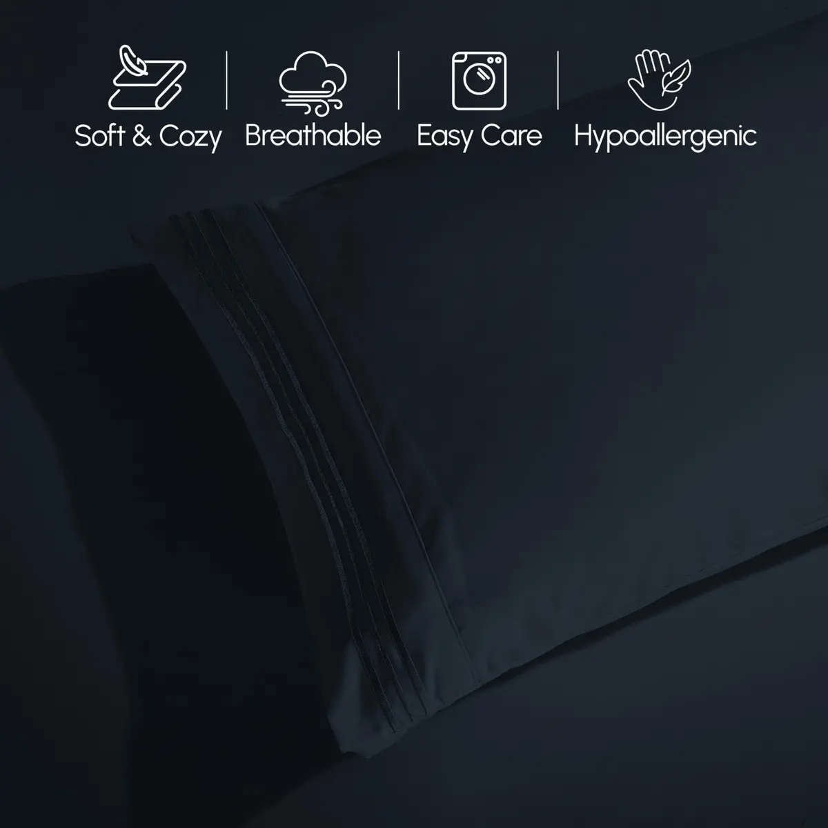 Elegant Comfort Full Bed Linen Set | Wrinkle-Resistant Microfiber Bedding (Full, Black) - view 8