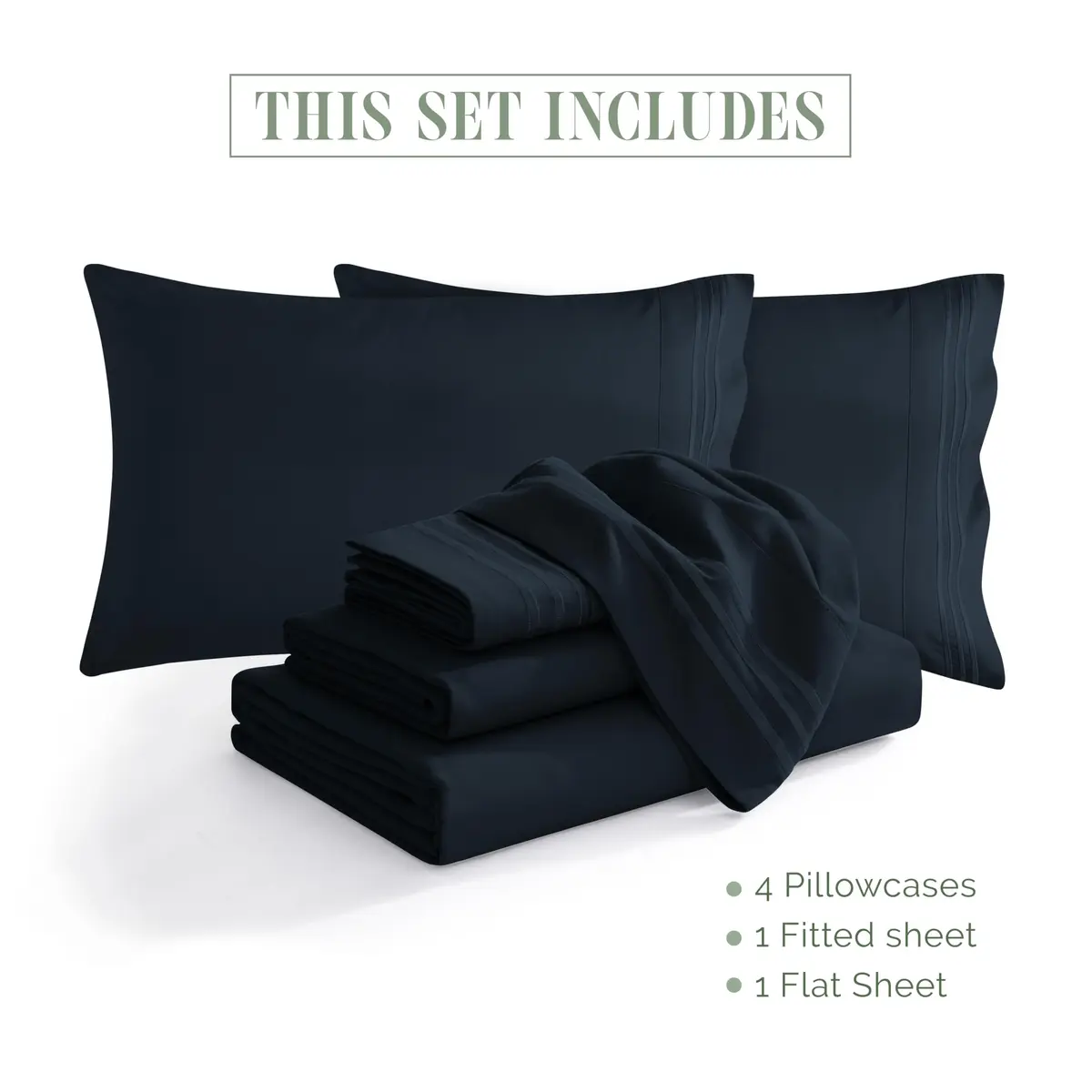 Elegant Comfort Full Bed Linen Set | Wrinkle-Resistant Microfiber Bedding (Full, Black) - view 4