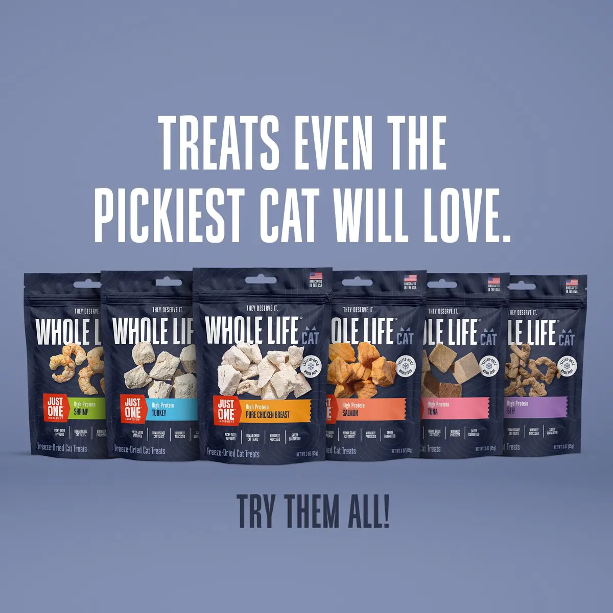 Whole Life Pet Products Just One Chicken Freeze Dried Cat Treats 113g (4 oz) | Single Ingredient Protein-Rich Cat Snacks - view 7