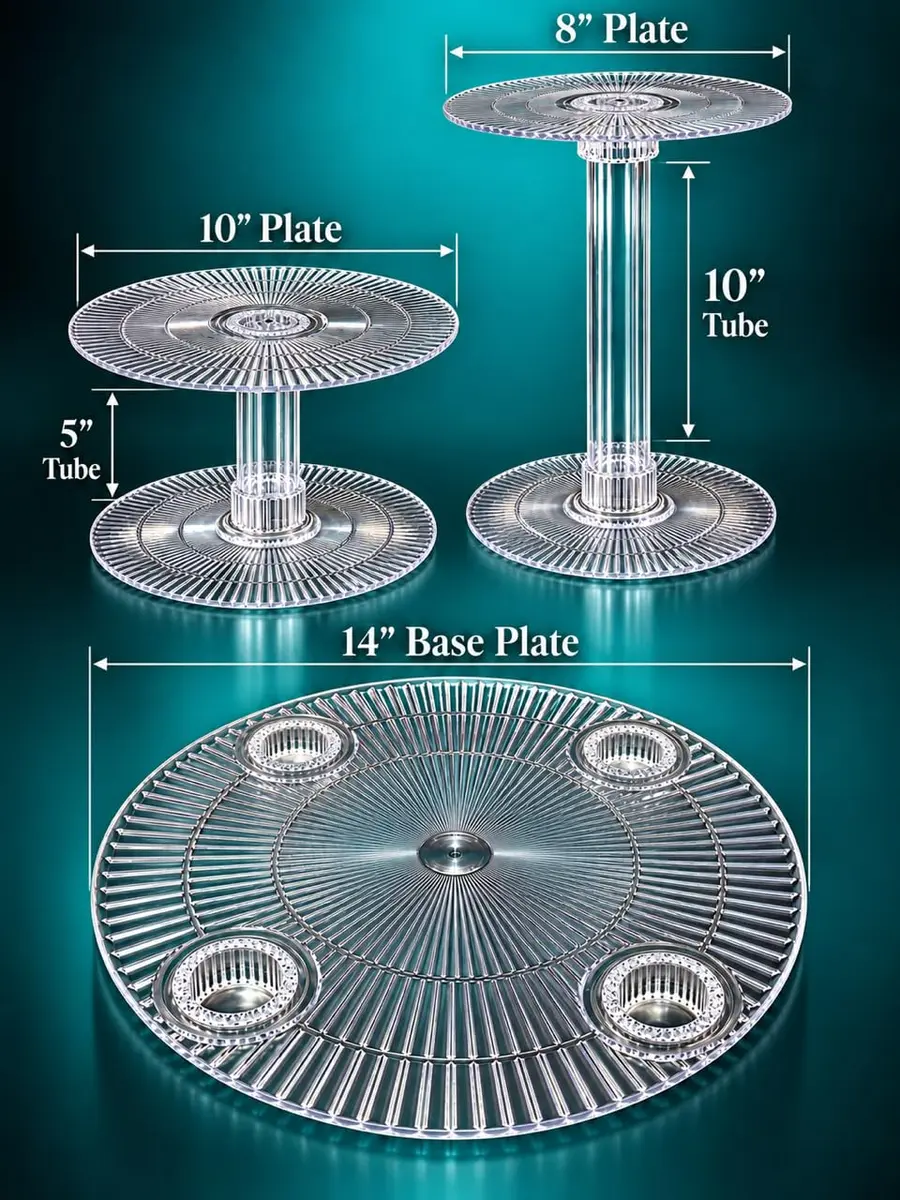platinumcakeware 3 Tier Acrylic Wedding Cake Stand | Interchangeable Plates & Theme Decor (≤120c) - view 7