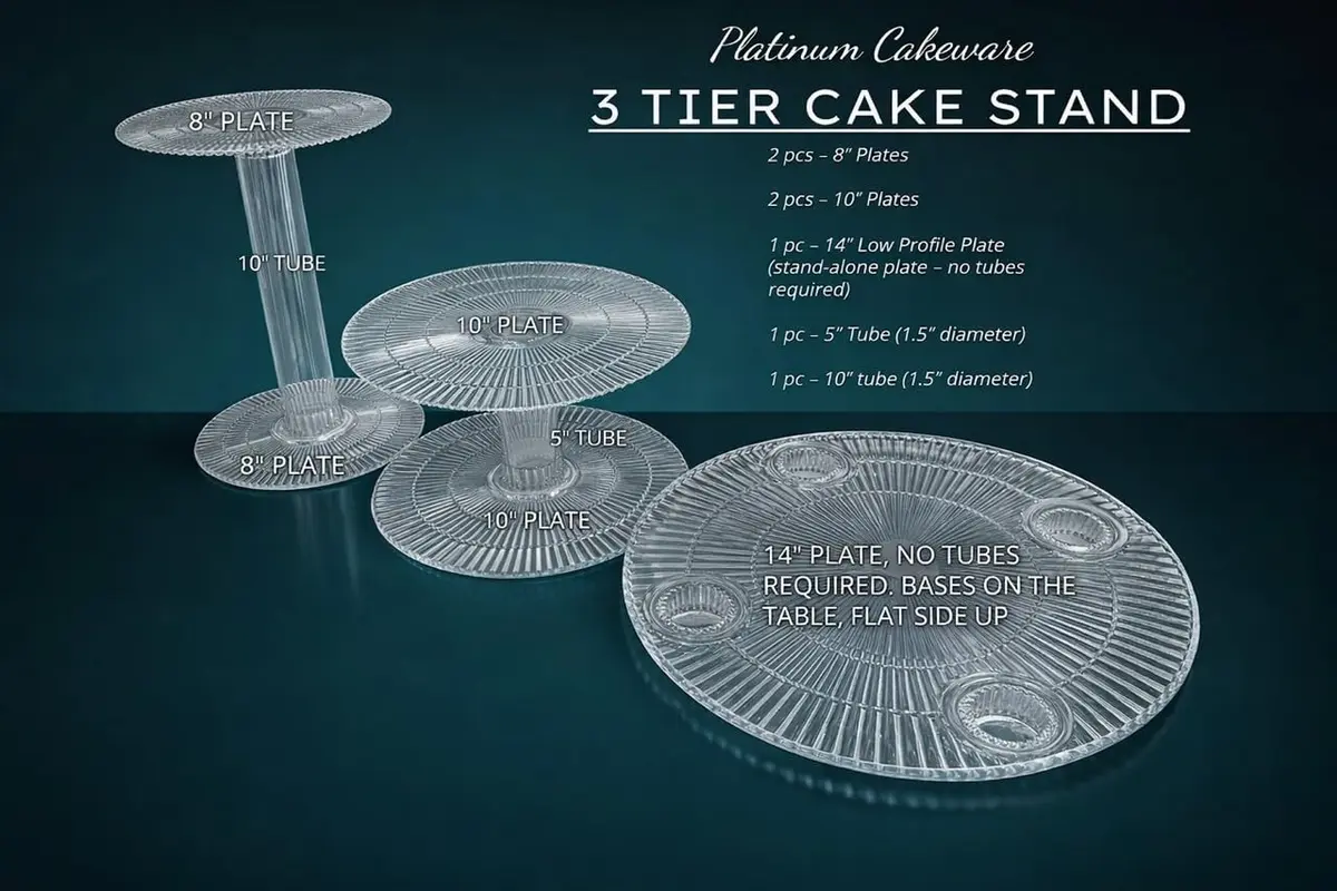 platinumcakeware 3 Tier Acrylic Wedding Cake Stand | Interchangeable Plates & Theme Decor (≤120c) - view 4