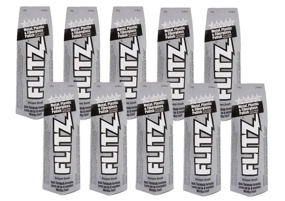 Flitz Metal Polish Paste 5.29oz (156g) 10-Pack | USA-Made for Solid Metals, Non-Abrasive - main product image