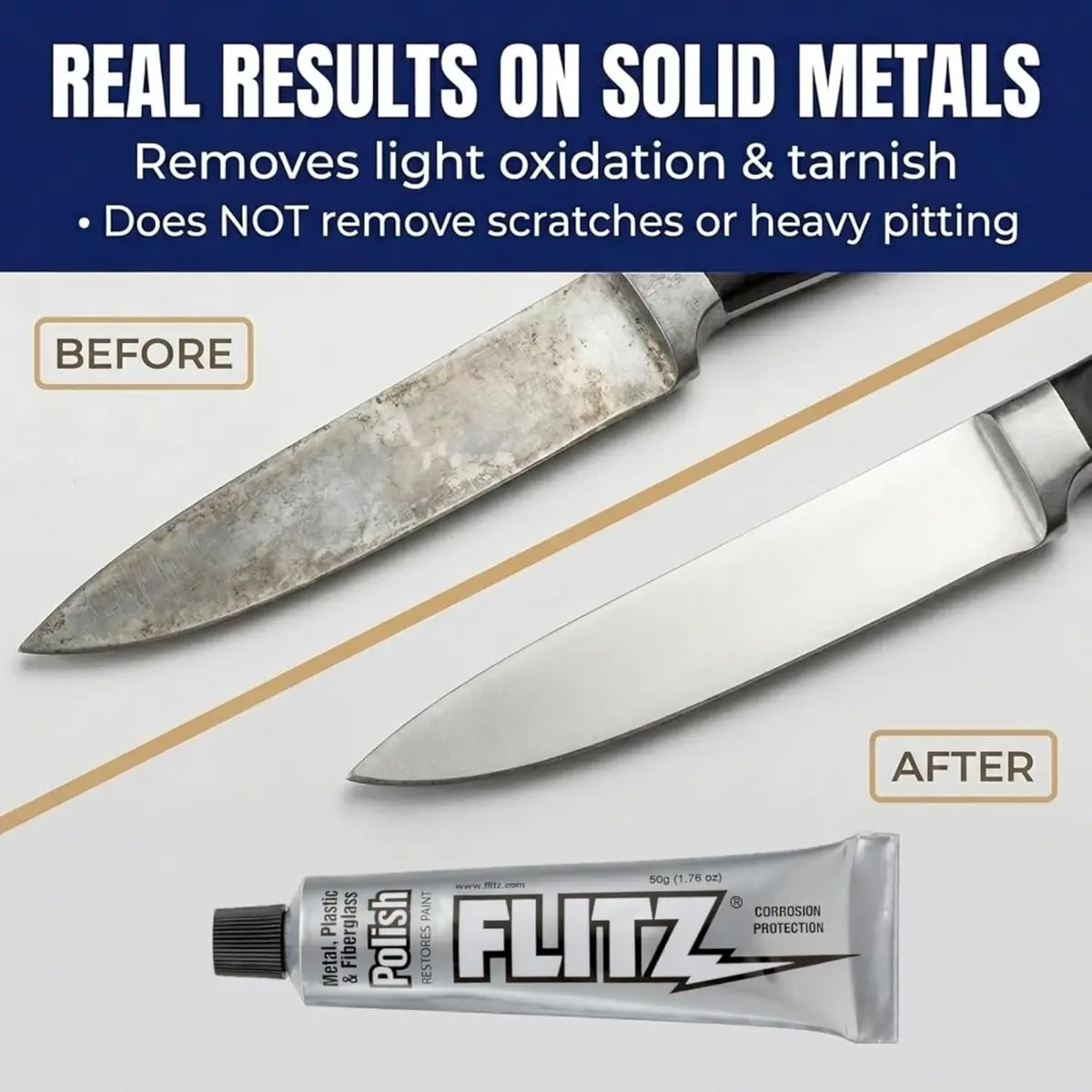Flitz Multi-Purpose Metal Polish Paste 1.76oz | Non-Abrasive Chrome & Steel Cleaner - view 2